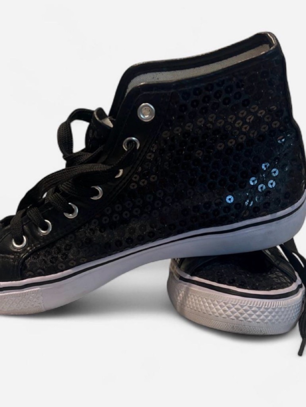 Black Sequin High-Top Women's Sneakers